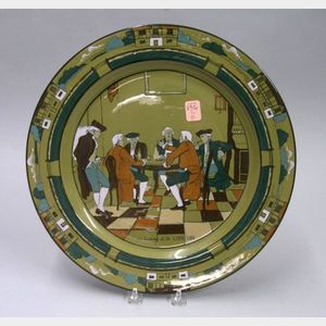 1908 Buffalo Pottery Deldare Ware "An Evening at Ye Lion Inn" Charger
