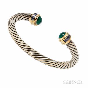 Sterling Silver and 14kt Gold Gem-set Cable Bracelet, David Yurman