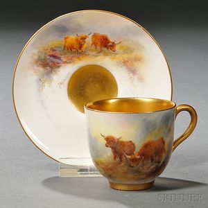 Royal Worcester Harry Stinton Decorated Demitasse Cup and Saucer
