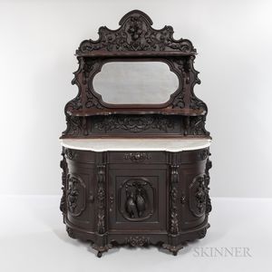Victorian Marble-top Carved Walnut Sideboard