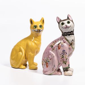Two Galle Pottery Cats