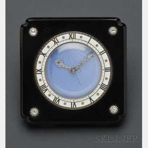 Art Deco Onyx, Enamel, and Diamond "Pendulette," Cartier, Paris