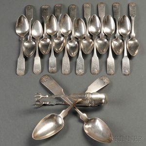 Nineteen Pieces of American Coin Silver Flatware