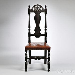 Grain-painted Prince of Wales Feathers-carved Side Chair