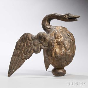Carved Wood and Gilt-gesso Swan Finial