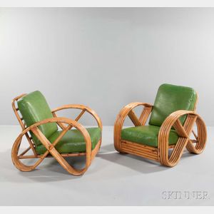 Pair of Paul Frankl-style Rattan Lounge Chairs