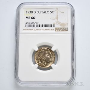 1938-D Buffalo Nickel, NGC MS66. 