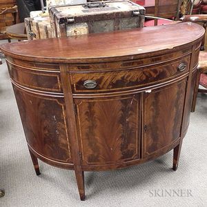 Federal-style Inlaid Mahogany Demilune Console