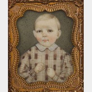 Augustus Fuller, (American, 1812-1873) Miniature Portrait of a Boy.