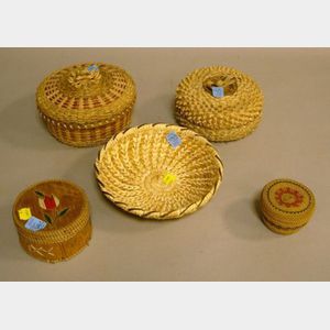 Five Assorted Native American Basketry Items.