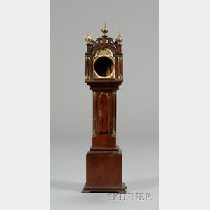 Miniature Mahogany Tall Case Clock Watch Hutch