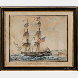 Attributed to Montardier (French, Early 19th Century) Brig Charles Leaving the Port of Havre de grace f...