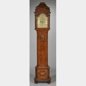 Dutch Marquetry-inlaid Tall Case Clock with Barometer