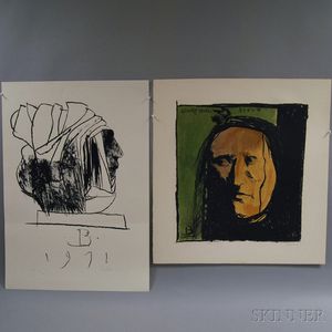 Leonard Baskin (American, 1922-2000) Two Works: Short Bull