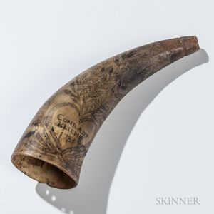 Carved Powder Horn Identified to Conrad Frederick Keck
