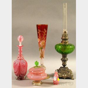 Five Assorted Late Victorian and Assorted Art Glass Table Items