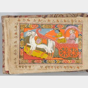 Bhagavad Gita Manuscript with Five Miniatures.