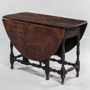 Black-painted Tiger Maple One-drawer Gate-leg Table