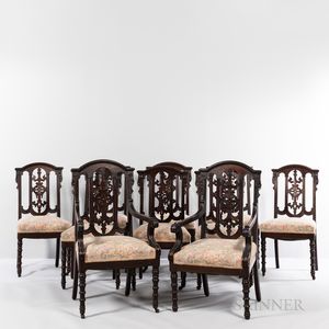 Suite of Ten Victorian Walnut Dining Chairs