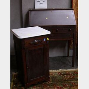 Ladys Mahogany Slant-lid Writing Desk, a Victorian Marble-top Walnut Bedside Cabinet and a Victorian Marble-top Walnut Four-Drawer Che