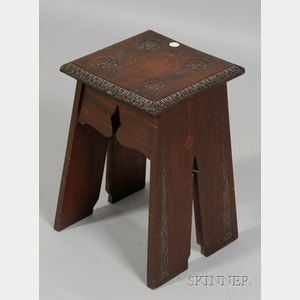 Arts & Crafts Carved Mahogany Low Table