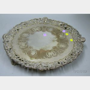 Classically Decorated Footed Silver Plated Tray.