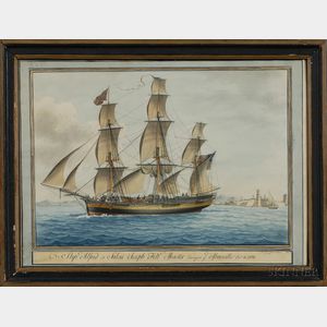 Nicholas Cammillieri (Maltese, ac. 1819-1858) Ship Alfred of Salem/Joseph Felt Master/Leaving Marseilles October 6, 1806.