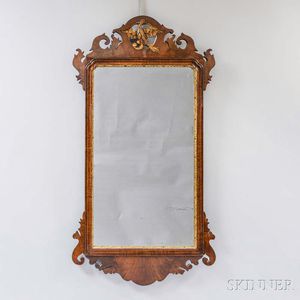 Chippendale Carved Mahogany Veneer Scroll-frame Mirror