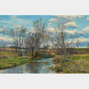 Hugh Bolton Jones (American, 1848-1927) Landscape with Stream