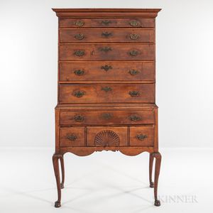 Carved Maple High Chest of Drawers