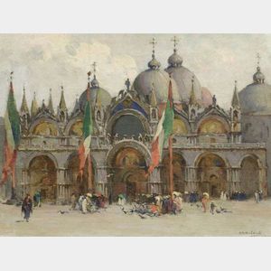 Mabel May Woodward (American, 1877-1945) St. Mark&#39;s Cathedral, Venice