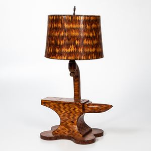 Parquetry Anvil-form Lamp and Shade