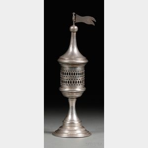 Polish .800 Silver Tower-form Besamim Box Spice Container