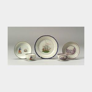 Three Pieces of Polychrome Decorated Chinese Export Porcelain