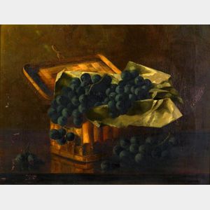 Josephine Howard (American, fl. 1896-1898) Still Life with Basket of Grapes