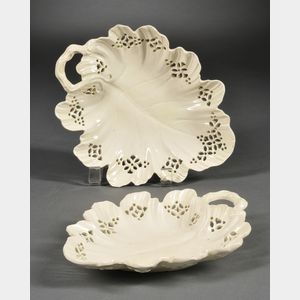 Two Leeds Creamware Leaf-shaped Dishes