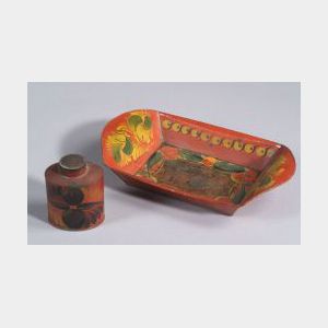 Painted Tin Bread Tray and Tea Cannister