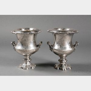Pair of English Silverplate Wine Coolers