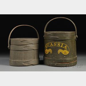 Two Painted Wooden Firkins