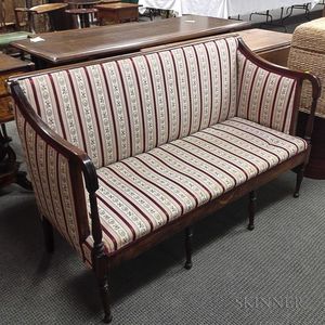 Federal-style Upholstered and Inlaid Mahogany Settee