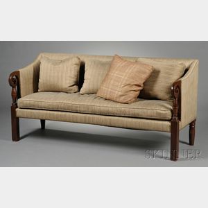 Upholstered Mahogany Sofa
