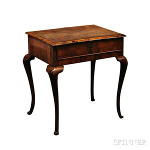 German Rococo Walnut and Burl Veneer One-drawer Side Table