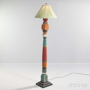Polychrome Painted Post Lamp
