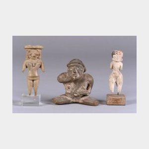 Three Pre-Columbian Female Pottery Figures
