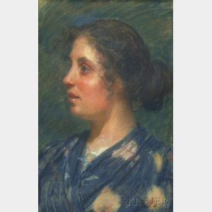 Attributed to Stefano Novo (Italian, 1862-1927) Portrait of a Young Woman in Profile.