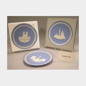 Twenty Boxed Wedgwood Light Blue Jasperware Christmas Plates