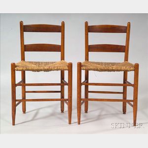 Pair of Shaker Maple and Cherry Dining Chairs with Tilters