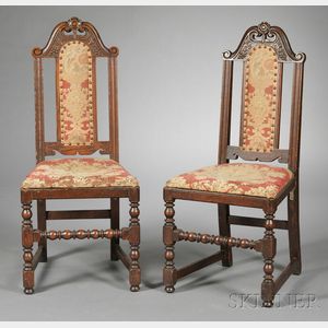 Pair of Carved and Upholstered Side Chairs