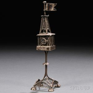 Austro-Hungarian Silver Tower-form Spice Container