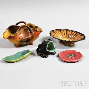 Five Art Pottery Items Including Rookwood and Fulper